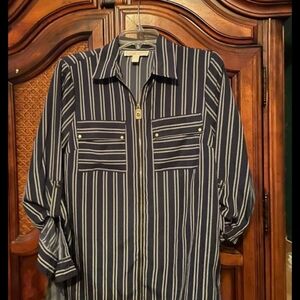 MICHAEL Michael Kors Navy Striped Shirt Jacket